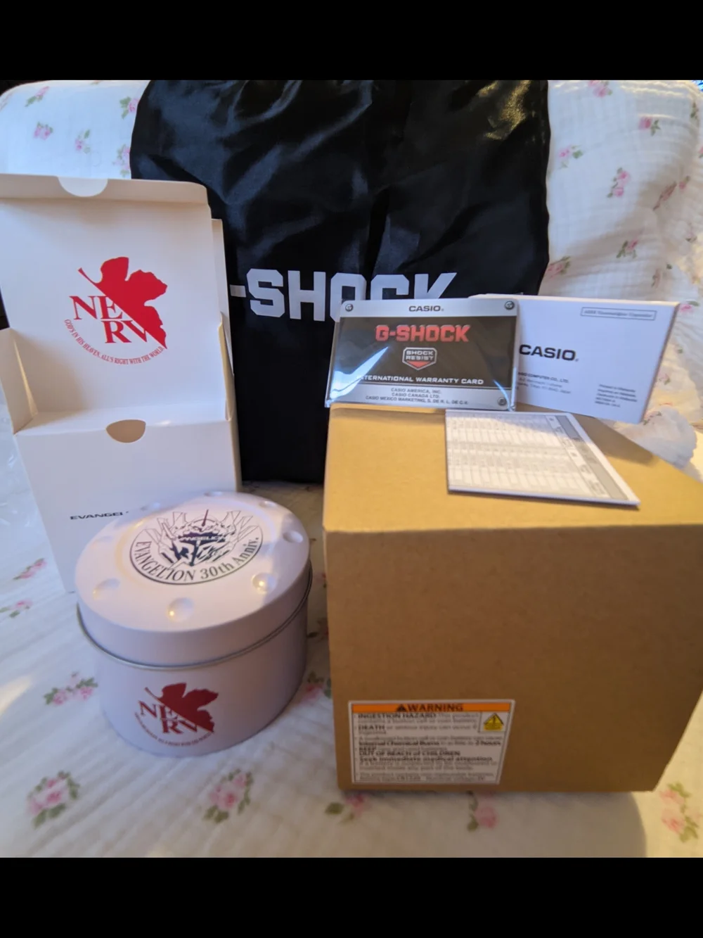 G-Shock Evangelion Collaboration Watch - White, Purple, Multicolor Accents